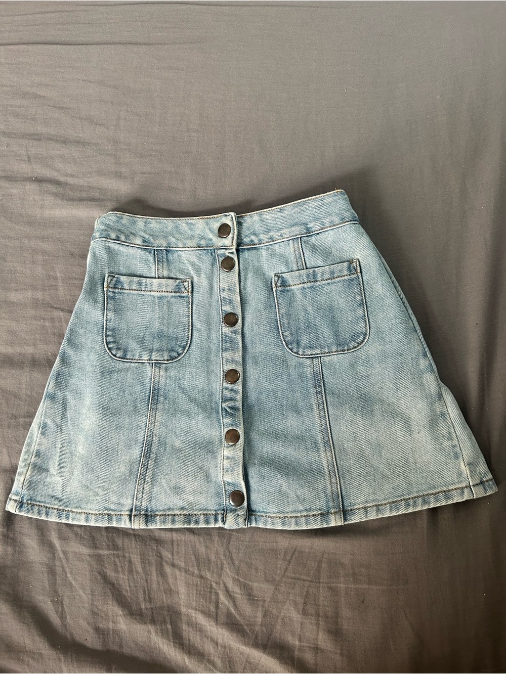 Brandy Melville Light Blue Denim Button-Front Mini Skirt